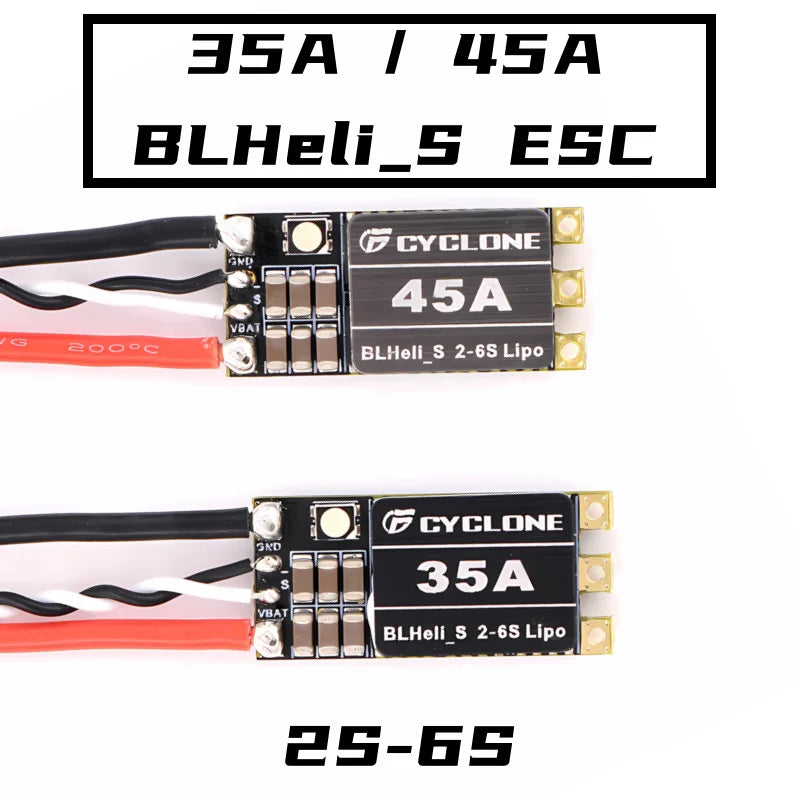 Cyclone 35A 45A BLHeli_S ESC Support 2-6S Power Supply DShot150/300/600 Oneshot125 For RC FPV Quadcopter Airplane Drone Cyclone 35A 45A BLHeli_S ESC Support 2-6S Power Supply DShot150/300/600 Oneshot125 For RC FPV Quadcopter Airplane Drone